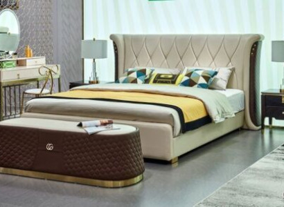 Bedroom set design bed 2x nightstands 3-piece luxury complete suite new