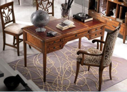 Desk and chair made of wood with armrests bookshelf office furniture design set of 4.