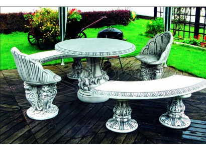 Antique style stone armchair bench chair garden terrace noble design throne