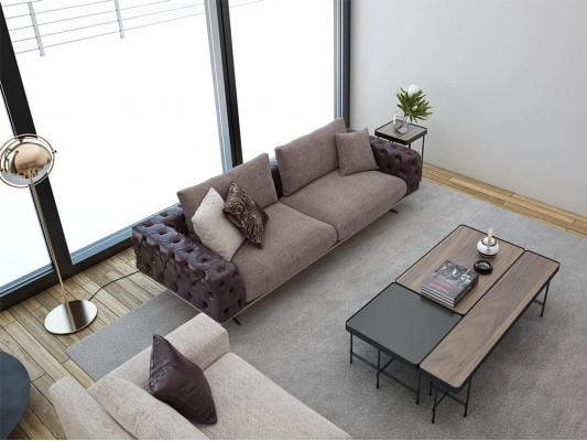 Living Room Set 2-piece Modern 2x Three-Seater Sofa Couch Upholstered Furniture Luxury