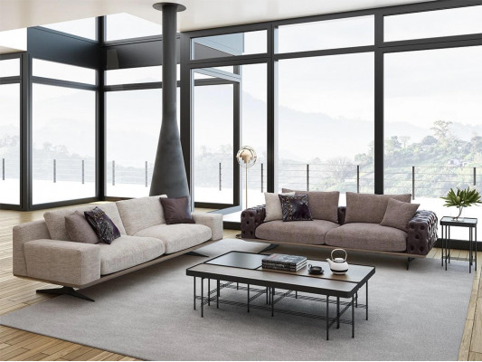 Living Room Set 2-piece Modern 2x Three-Seater Sofa Couch Upholstered Furniture Luxury