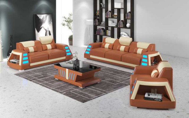 Couch set Sofa set Leather sofas Sofa Complete 3-piece Yellow Set Sofas