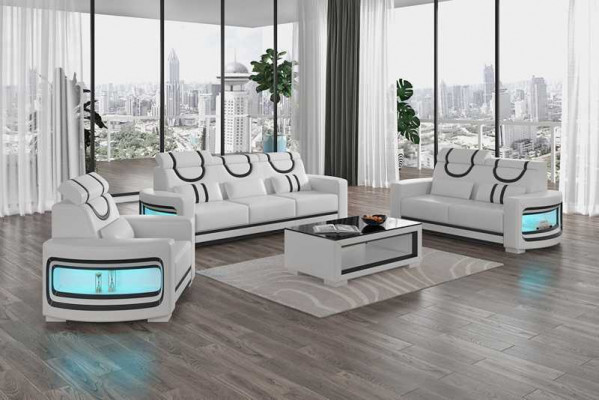 Luxury Sofa Set Complete Brown Faux Leather Couch Set 321