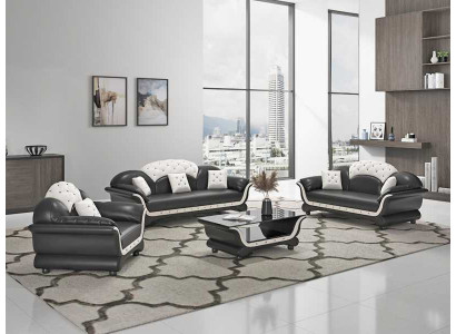 Sofa set Couch set Leather sofa Sofa Complete 3-piece Sofas Black