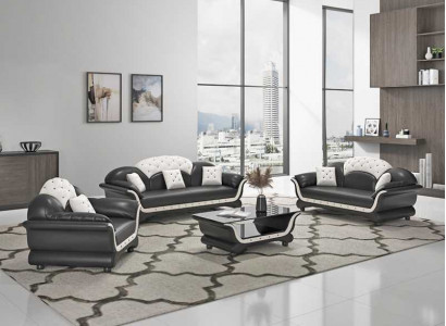 Sofa set Couch set Leather sofa Sofa Complete 3-piece Sofas Black