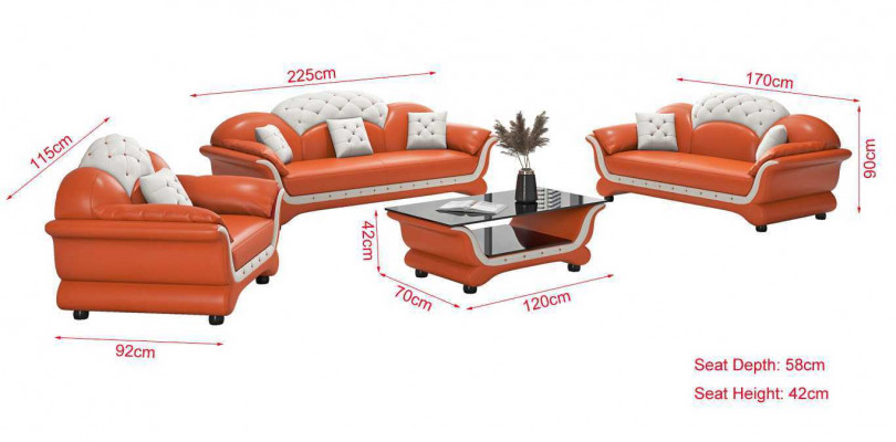 Sofa set Couch set Leather sofa Sofa Complete 3-piece Sofas Black