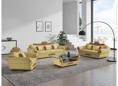 Couch set sofa set leather sofas sofa complete 3-piece sofas brown
