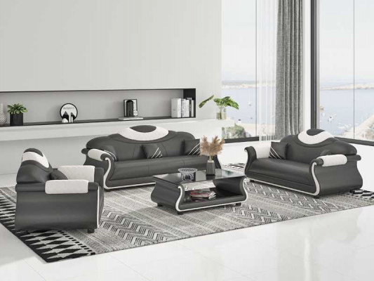 Complete sofa set 3-piece sofas leather sofas brown