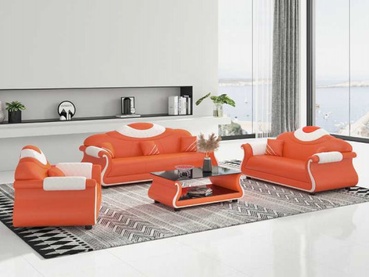 Complete sofa set 3-piece sofas leather sofas brown