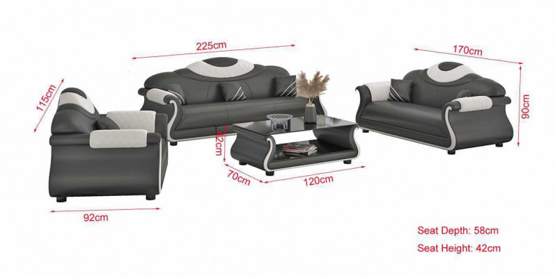 Complete sofa set 3-piece sofas leather sofas brown