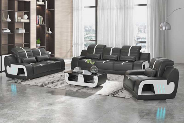 Luxury Sofa Set Complete White Faux Leather Sofa 321