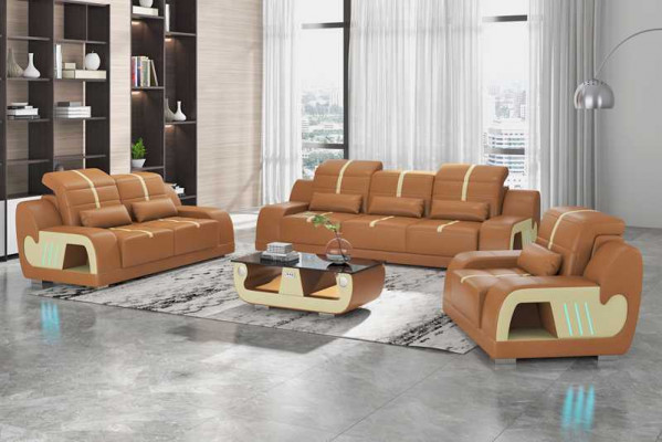 Luxury Sofa Set Complete White Faux Leather Sofa 321