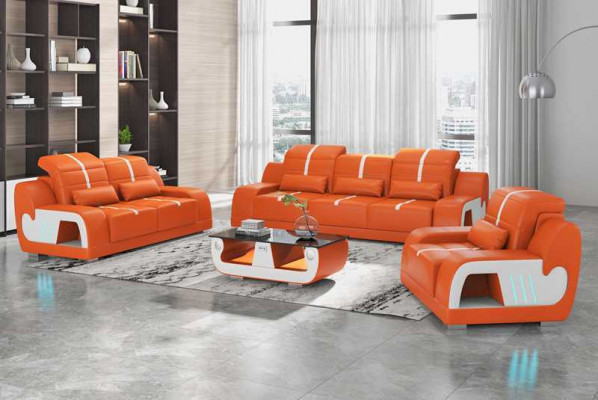 Luxury Sofa Set Complete White Faux Leather Sofa 321
