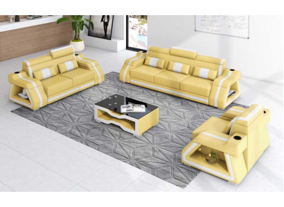 Leather Sofas Complete Couch Set Sofa Set Sofa 3-piece Sofas Yellow