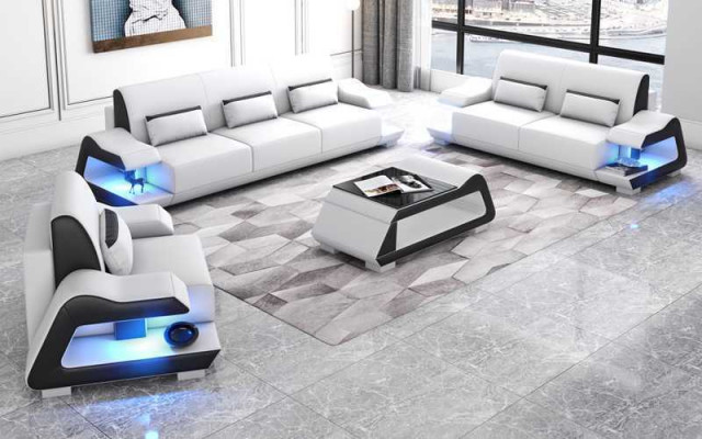 Couch set Sofa set Leather sofas Sofa Complete 3-piece White Set 3+2+1