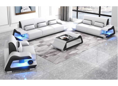 Couch set Sofa set Leather sofas Sofa Complete 3-piece White Set 3+2+1