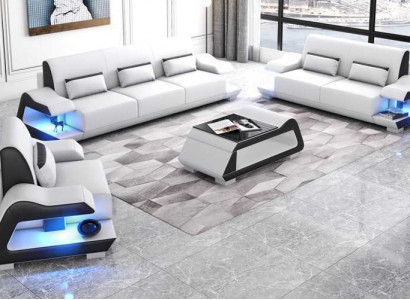 Couch set Sofa set Leather sofas Sofa Complete 3-piece White Set 3+2+1
