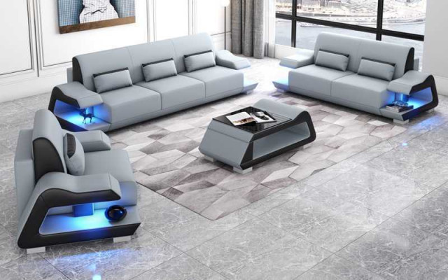 Couch set Sofa set Leather sofas Sofa Complete 3-piece White Set 3+2+1