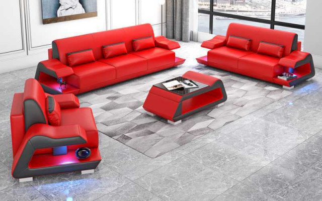 Couch set Sofa set Leather sofas Sofa Complete 3-piece White Set 3+2+1