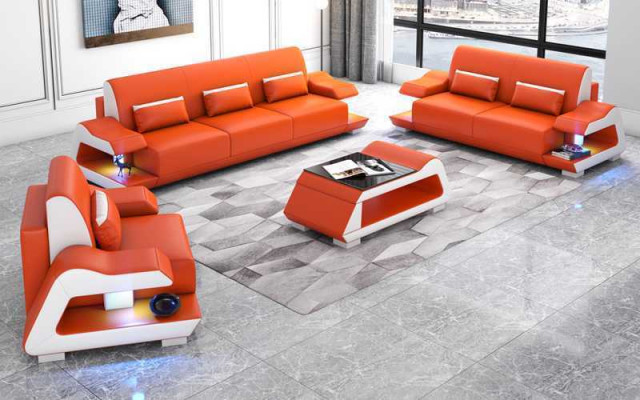 Couch set Sofa set Leather sofas Sofa Complete 3-piece White Set 3+2+1