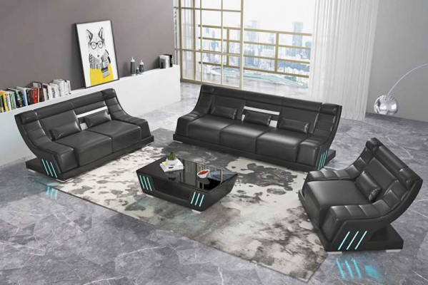 Luxury Sofa Set Complete Couch Set White Faux Leather Sofa 321