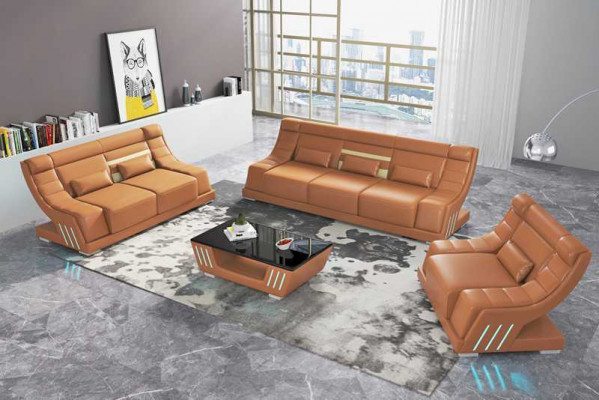 Luxury Sofa Set Complete Couch Set White Faux Leather Sofa 321