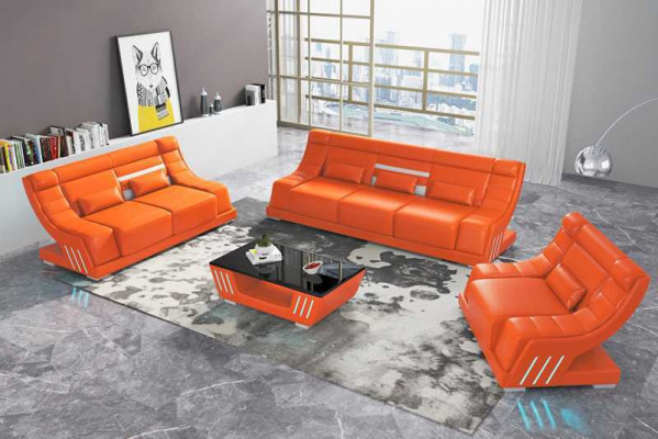 Luxury Sofa Set Complete Couch Set White Faux Leather Sofa 321