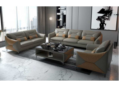 Sofa Set Couch Set 321 Seater Leather Sofa Couch Gray