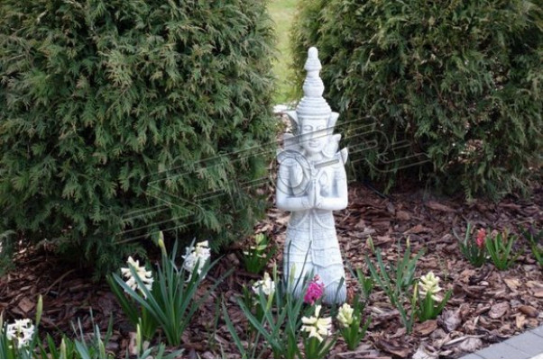 Buddha sculpture with a stone look. Large figure sculpture for garden decorative.