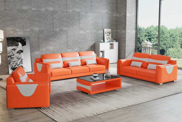 Luxury Sofa Set Complete Couch Set Grey Faux Leather Sofa 321