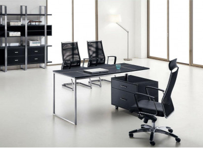 Office furniture set, 2-piece. Suite desk with wall shelf, table shelves