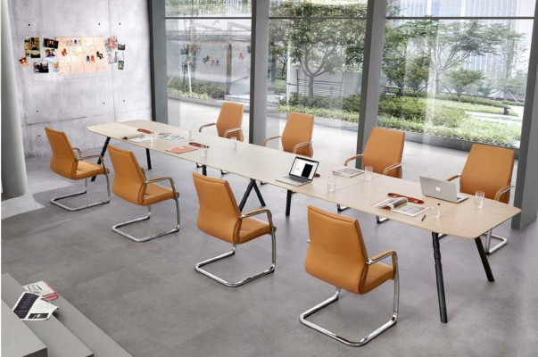 Office Set 8x Conference Chairs & Conference Table Complete Set Meeting Table 9-piece Set.