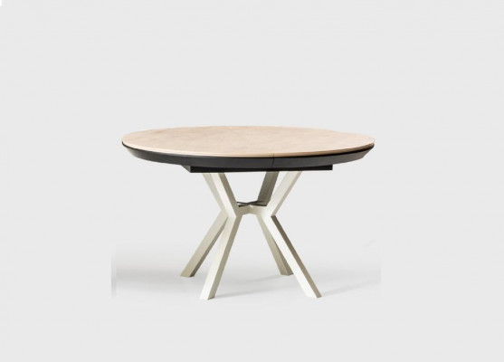 Modern kitchen table dining table extendable round wood beige table