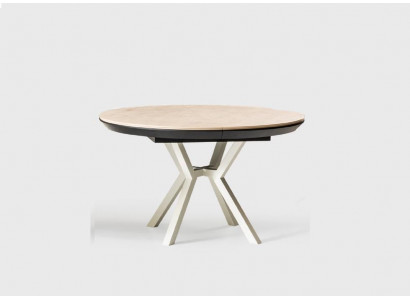 Modern kitchen table dining table extendable round wood beige table