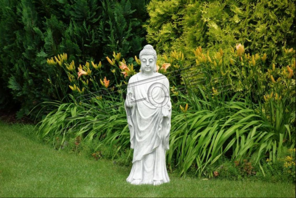 Decorative Buddha sculpture in stone look. Large figure sculpture for garden