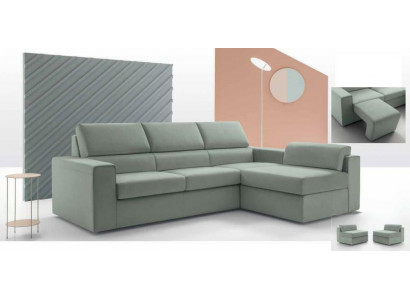 L-shaped sofa furniture leather upholstery living room modern luxury green alfitalia