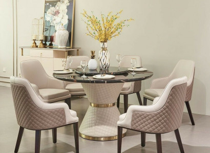 Design Wood Table Round Dining Table Round Dining Tables 130cm Luxury Class Living Room