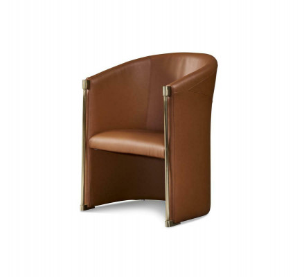 Designer armchair 1 seater leather textile luxury brown armchair television single seater