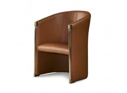 Designer armchair 1 seater leather textile luxury brown armchair television single seater