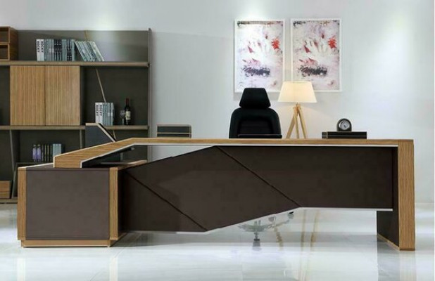 Designer office work room set armchair table complete furniture 3-piece.
