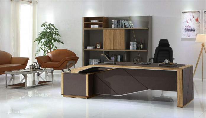 Designer office work room set armchair table complete furniture 3-piece.