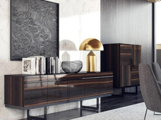 Dining Room Complete 2-Piece Sideboard Design Modern Wood Cabinet