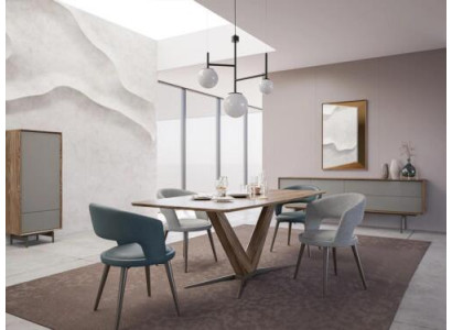 Dining Room Complete 8-piece Set Chairs New Dining Table Sideboard Design Display Cabinet