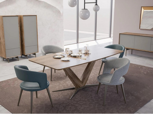 Dining room set 9-piece dining table complete chairs 4x wood sideboard new wooden cabinet