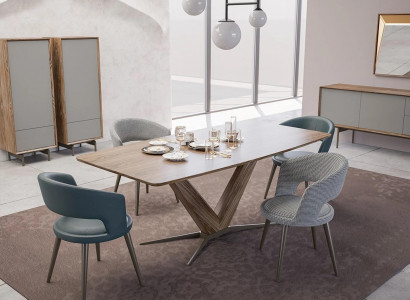 Dining room set 9-piece dining table complete chairs 4x wood sideboard new wooden cabinet