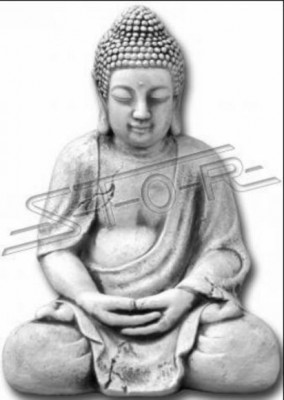 Figure Buddha sculpture in stone look. Large decorative sculpture for garden