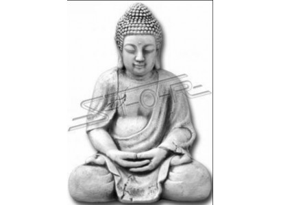 Figure Buddha sculpture in stone look. Large decorative sculpture for garden