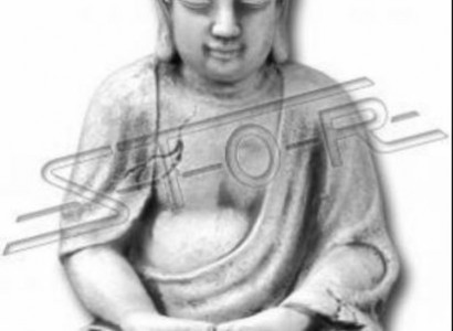 Figure Buddha sculpture in stone look. Large decorative sculpture for garden