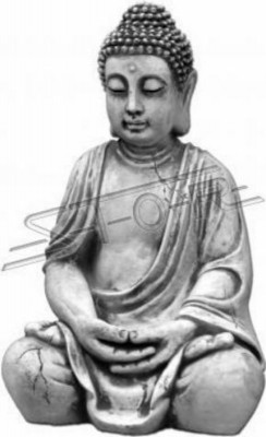 Buddha statue figure in stone look. Large sculpture for decorative garden.