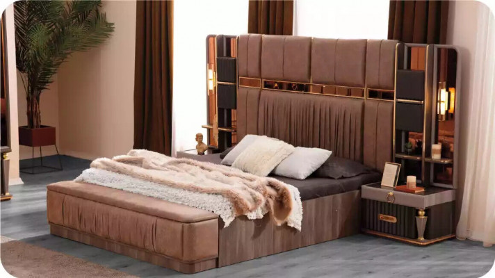 Luxury Bedroom Set Double Bed Set 4-piece Beige
